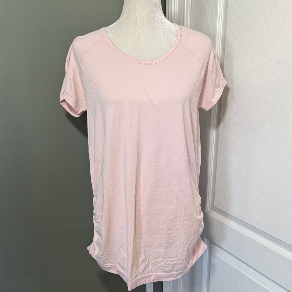 Athleta Ruched Side Performance Tee Pink Short Sleeve Activewear XL